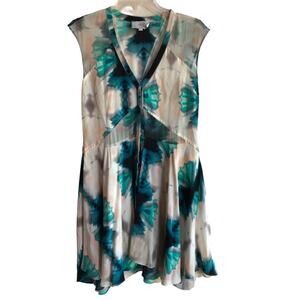 Madison Marcus Silk  Tie Dye Pattern Mini Dress with Semi Sheer Panels size M